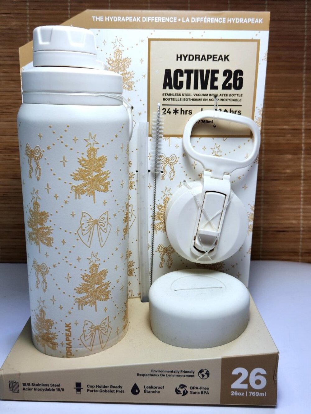 Hydrapeak Active 26oz Insulated Bottle Set Limited Edition White Gold NWT